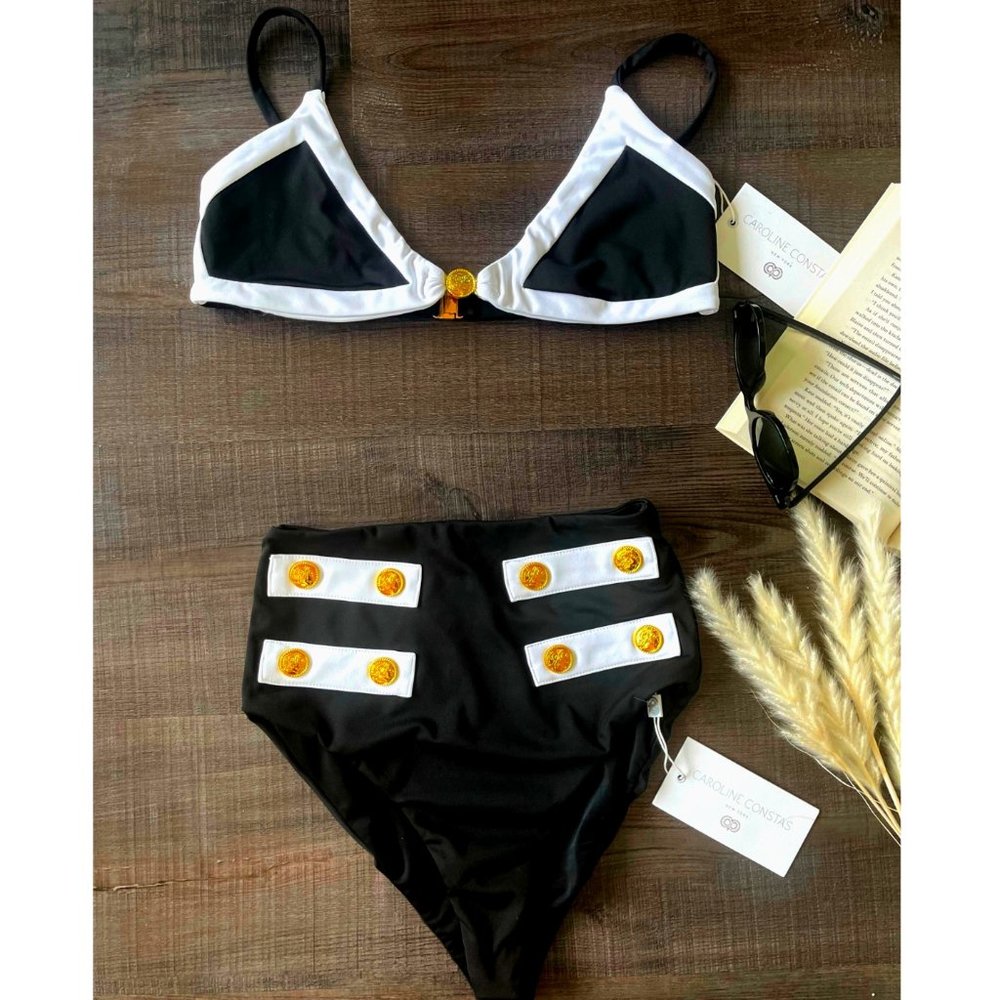 Caroline Constas /Revolve Swimwear Sailor Bikini Size: XS Color; Black & White